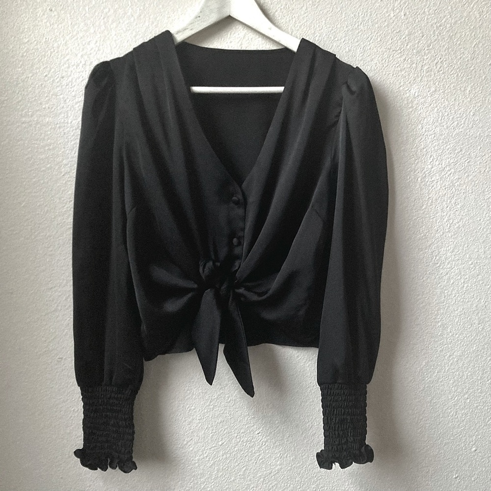 Long Sleeve Tie Top